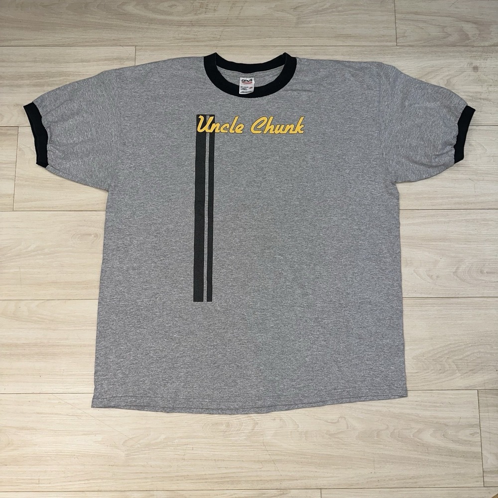 Vintage Ringer T Shirt Adult Size 2XL Gray Uncle Chuck 90s USA Retro